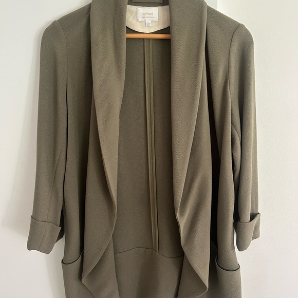 Wilfred Jackets & Blazers - Wilfred Olive Draped Open-Front Blazer
